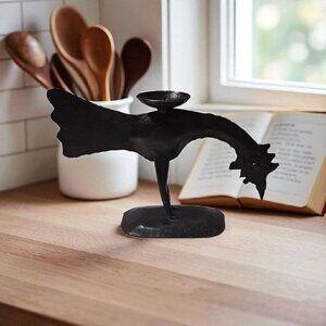 Rustic Metal Rooster Candle Holder Unique Farmhouse Table Charming  Country Chic